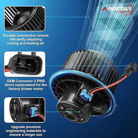 Front HVAC Blower Motor Replacement For Chevy Tahoe Silverado 1500 2500 Avalanche Suburban GMC Yukon Sierra Cadillac Escalade Easy Install Fits AC Heater Fan 700164 22741027