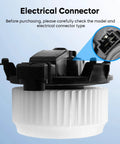 Direct Fit HVAC Heater Blower Motor Assembly for Toyota Corolla, RAV4 installation, showing electrical connector close-up.