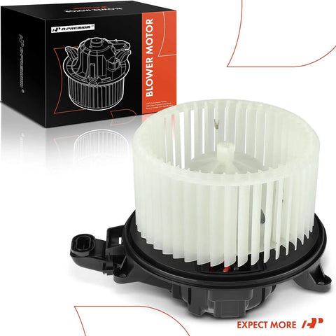 HVAC Heater Blower Motor With Fan Cage For Ford And Lincoln Vehicles, boxed and unboxed view, plug and play design