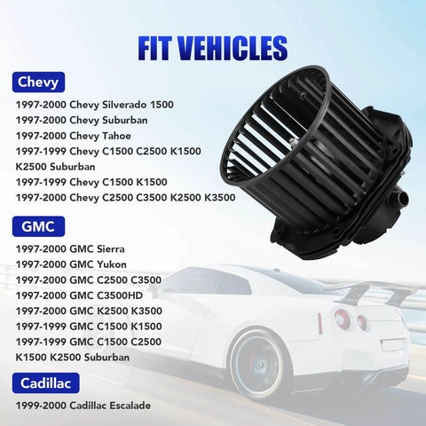 Premium Direct Fit HVAC Blower Motor With Fan for Chevy Silverado Suburban Tahoe GMC and Cadillac vehicles