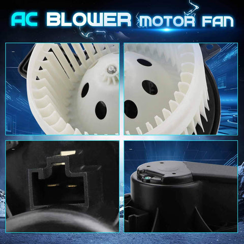 Front HVAC Blower Motor With Fan For 2011 To 2021 Dodge Durango Jeep Grand Cherokee 2008 To 2020 Grand Caravan 2008 To 2016 Town And Country 700216 Direct Fit Plug And Play Replacement showing multiple angles and wiring connector