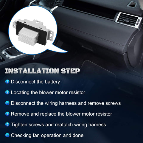 Installation steps for HVAC Blower Motor Resistor Kit With Harness For Your Ride 2003 2004 2005 2006 Chevrolet Silverado