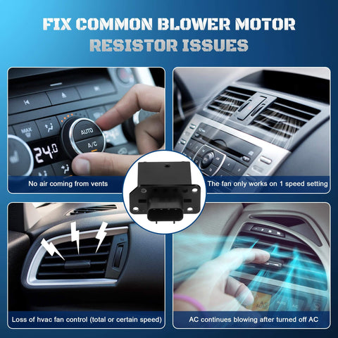 Beefy HVAC Blower Motor Resistor Replacement YH1715 For Ford F Series vehicles with images of car AC controls and vents