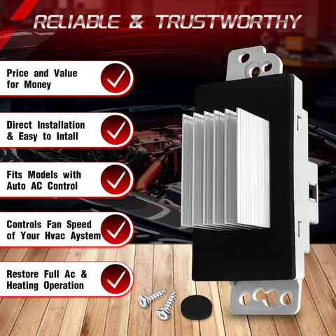 HVAC Blower Motor Resistor Kit With Harness For Chevy Silverado Tahoe Suburban Avalanche Trailblazer GMC Sierra Envoy Yukon XL Replaces 89018778 89019351 19260762 RU-631 with installation details