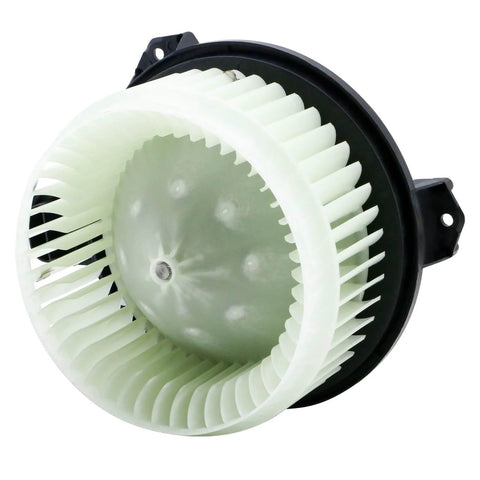 Premium Replacement HVAC Front Blower Motor 700215 For Toyota Tundra Camry 4Runner Highlander Avalon Venza Lexus ES350 GX460 ES300H RX350 RX450H And Dodge Journey By Betthand, close-up view of white fan blades and black mount
