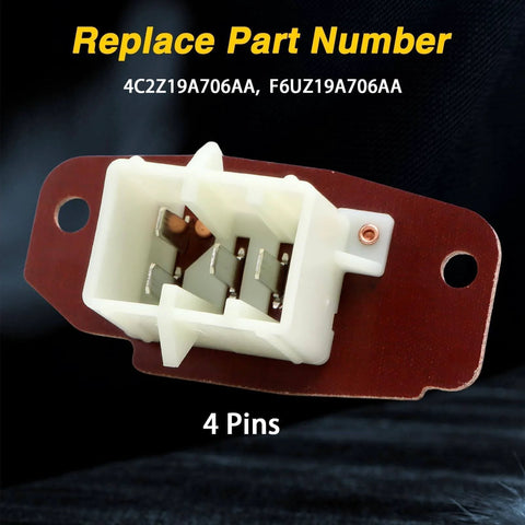 Close-up of HVAC Blower Motor Resistor With Connector Wire Harness For Ford E Series Vans showing 4-pin connector