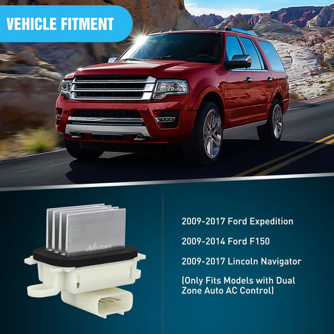 HVAC Blower Motor Resistor Replacement For Ford F150 2009 To 2014, Ford Expedition 2009 To 2017, Lincoln Navigator 2009 To 2017 With Dual Zone Auto Climate Control Replaces BL3Z-19E624-A YH-1829 Nilight visible with compatible vehicle images
