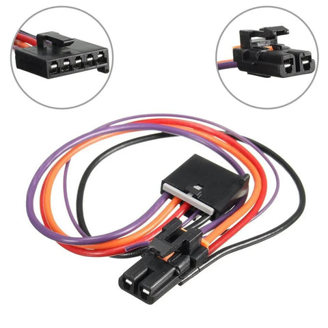 HVAC Blower Motor Resistor Kit With Harness For Chevy Silverado Tahoe Suburban Avalanche Trailblazer GMC Sierra Envoy Yukon XL Replaces 89018778 89019351 19260762 RU-631, showing multicolored wires and connectors