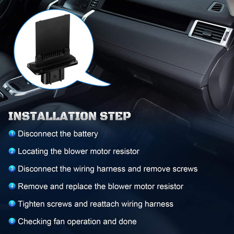 Installation steps and image of Beefy HVAC Blower Motor Resistor Replacement YH1715 For Ford F Series F 150.