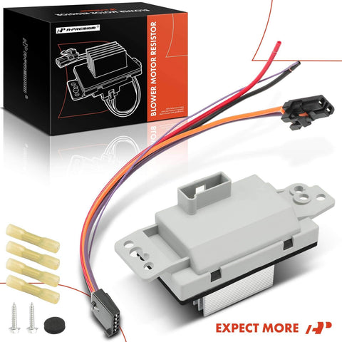 HVAC Blower Motor Resistor Kit With Harness Replacement For Chevy GMC Buick Cadillac And Olds Vehicles Fits Silverado Sierra Tahoe Yukon Suburban Escalade And Trailblazer OE Style Plug In Replaces 89018778 with connectors and wires.