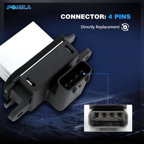 Close-up of Rugged HVAC Blower Motor Resistor Control Module with 4-pin connector, OE style for Ford F-150 2009-2014.