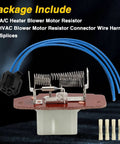 HVAC Blower Motor Resistor With Connector Wire Harness For Ford E Series Vans E 150 E 250 E 350 E 450 E 550 Econoline Manual Air Conditioning Replacement Part 4C2Z19A706AA F6UZ19A706AA shown with wire harness and splices
