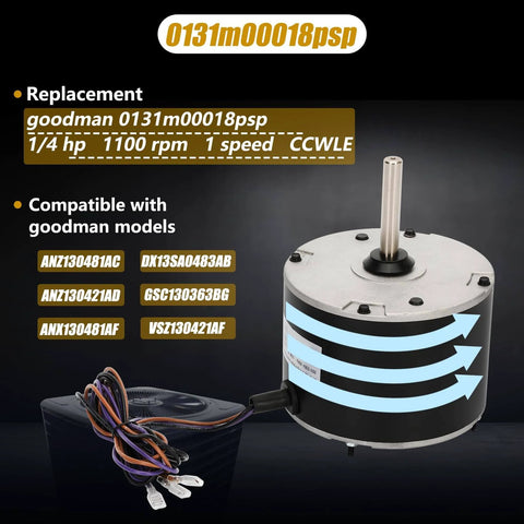 Heavy Duty 0.25 HP Condenser Fan Motor Replacement For Amana Goodman HVAC Units Direct Replacement YDK 180S62823 03