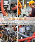 Industrial setting showing red 2 Inch Silicone Flexible Air Duct Hose For High Heat Exhaust And Dryer System, 10 Foot Length