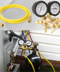Nitrogen Regulator For HVAC With 60 Inch Hose Pro Grade Purging And Pressure Testing Tool 0-4000 PSI Inlet CGA580 One Fourth Inch Outlet For Leaks Detection Brazing And Soldering In Refrigeration Systems By KAKO