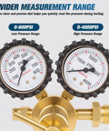 Dual gauge view of Nitrogen Regulator For HVAC Purging And Leak Testing 0 To 800 PSI Output With CGA580 Inlet and Flare Outlet