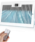 Quiet 6x10 Register Booster Fan For HVAC Vents With 10 Speeds Remote Control And Thermostat Control White BIOWIND Premium Anodized Aluminum Frame CNC Machined