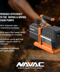 Pro Grade Smart Vacuum Pump For HVAC Evacuation With Real Time Micron Sensing And Built In Digital Gauge NAVAC NRP8Di shown.