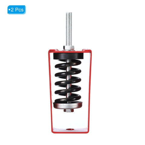 Front view of dual spring vibration isolator kit, supports 342 lbs per pair, steel construction, reduces noise and vibration from HVAC systems.