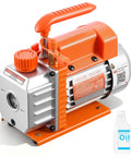 3.5 CFM HVAC vacuum pump for auto A/C maintenance, single stage rotary vane, includes oil, suitable for R134a, R22, R410a systems