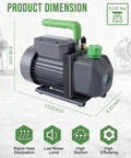 Heavy Duty Four Point Five CFM HVAC Vacuum Pump With One Third Horsepower Motor Self Cooling Cool Gray By Lichamp dimensions