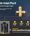 Air inlet port with anti-backflow design for Dual Stage 110V 1 HP HVAC Vacuum Pump With 9.6 CFM Flow.