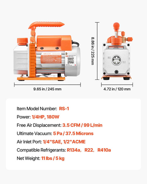 3.5 CFM HVAC vacuum pump for automotive air conditioning