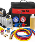 Beefy 3 CFM One Quarter Horsepower HVAC Vacuum Pump For AC Refrigeration With R134a R12 R22 R410a Compatibility Includes Can Tap Manual Vacuum Gauge Carrying Tote Kit Included XtremepowerUS.