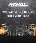 Pro Grade Navac NP5DP HVAC Vacuum Pump With Dual Stage AC Motor, 5 CFM Flow displayed with essential accessories