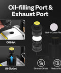 VIVOHOME 110V 1/4 HP 3.5 CFM Single Stage Rotary Vane HVAC Vacuum Pump oil and exhaust ports detail