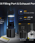 Oil filling and exhaust port of Pro Grade 4.5 CFM HVAC Vacuum Pump For R134a R12 R22 R410a Systems, focusing on cotton filter.