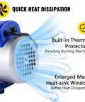 Close-up of 12 CFM 1 HP Double Stage HVAC Vacuum Pump For Auto Repair 110V By VEVOR with heat dissipation features.