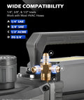 Pro Grade Two Stage Rotary Vane Vacuum Pump With 9 CFM And Three Quarter Horsepower for HVAC, inlet compatibility details.