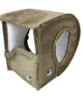 Durable Lava Exterior Turbo Blanket Insulating Cover for HX35W Turbocharger with stainless rivet fasteners, outside view.