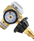 Side view of Nitrogen Purge Control Valve Regulator And Flow Meter Hybrid Design For Leak Testing with 500 psi capacity.