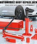 Pro Grade 12 Ton Hydraulic Body Repair Kit With Portable Floor Jack Ram Pump Set displayed in garage setting