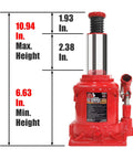Beast Mode Low Profile Hydraulic Bottle Jack Twenty Ton Capacity Stubby Welded Frame With Serrated Saddle Lifts From Six And Five Eighths Inches To Ten And Fifteen Sixteenths Inches Red Finish Heavy Duty Auto Garage Tool By Torin