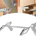 Hydraulic Buffer Cabinet Door Hinges, Vertical Swing Lift Up 7.72-8.82lbs Capacity, installed on wooden cabinet