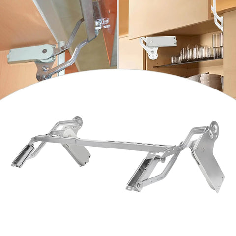 Hydraulic Buffer Cabinet Door Hinges, Vertical Swing Lift Up 7.72-8.82lbs Capacity, installed on wooden cabinet