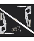 Kitchen Cabinet Door Flap Up Support Furniture Hinge, Translational Lift Up Mechanism with mounting hardware on black background