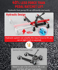 Heavy Duty 4 Pack Hydraulic Car Wheel Dollies With Foot Pedal, 6,000 Lbs Total Capacity, showing hydraulic foot pump design