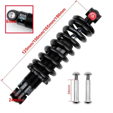 Adjustable Coil And Oil Rear Shock Absorber For MTB, E Bike, And Scooter Hydraulic Damping, Red Rebound Knob, 125mm-190mm
