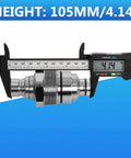 Beefy Hydraulic Male Flat Face Quick Coupler With 48mm Thread shown with caliper measuring 105mm