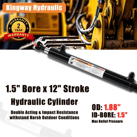 Heavy Duty Double Acting Hydraulic Cylinder For Tractor And Loader And Ag Equipment 1.5 Inch Bore 12 Inch Stroke
