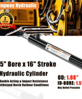 Cross Tube Double Acting Hydraulic Cylinder With 1.5 Inch Bore And 16 Inch Stroke For Heavy Duty Use 3500 PSI 5300 Lb Load Capacity SAE 6 Ports Three Quarter Inch Pin Holes with machinery in background