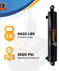 2 Inch Bore X 16 Inch Stroke Double Acting Welded Cross Tube Hydraulic Cylinder SAE 6 Ports 3500 PSI image with specs