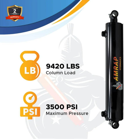 2 Inch Bore X 16 Inch Stroke Double Acting Welded Cross Tube Hydraulic Cylinder SAE 6 Ports 3500 PSI image with specs