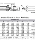 Hydraulic Tie-Rod Cylinder - Double-Acting - 2 Bore x 8 Stroke - 2500 PSI with dimensional data and diagram