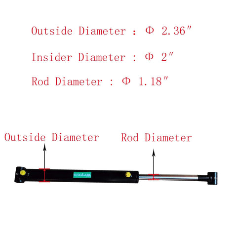 Double Acting Universal Hydraulic Cylinder, 2900-3600 PSI Hydraulic Cylinders Chrome Plated Piston Rod dimensions diagram