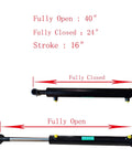 Double Acting Universal Hydraulic Cylinder, 2900-3600 PSI, Chrome Plated Piston Rod, Stroke 16", Fully Open and Closed view